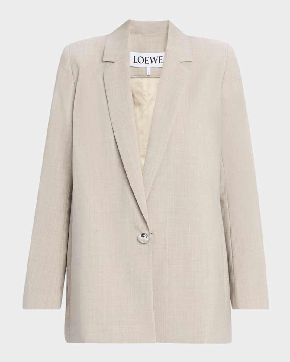 Pebble Button Single-Breasted Wrap Blazer